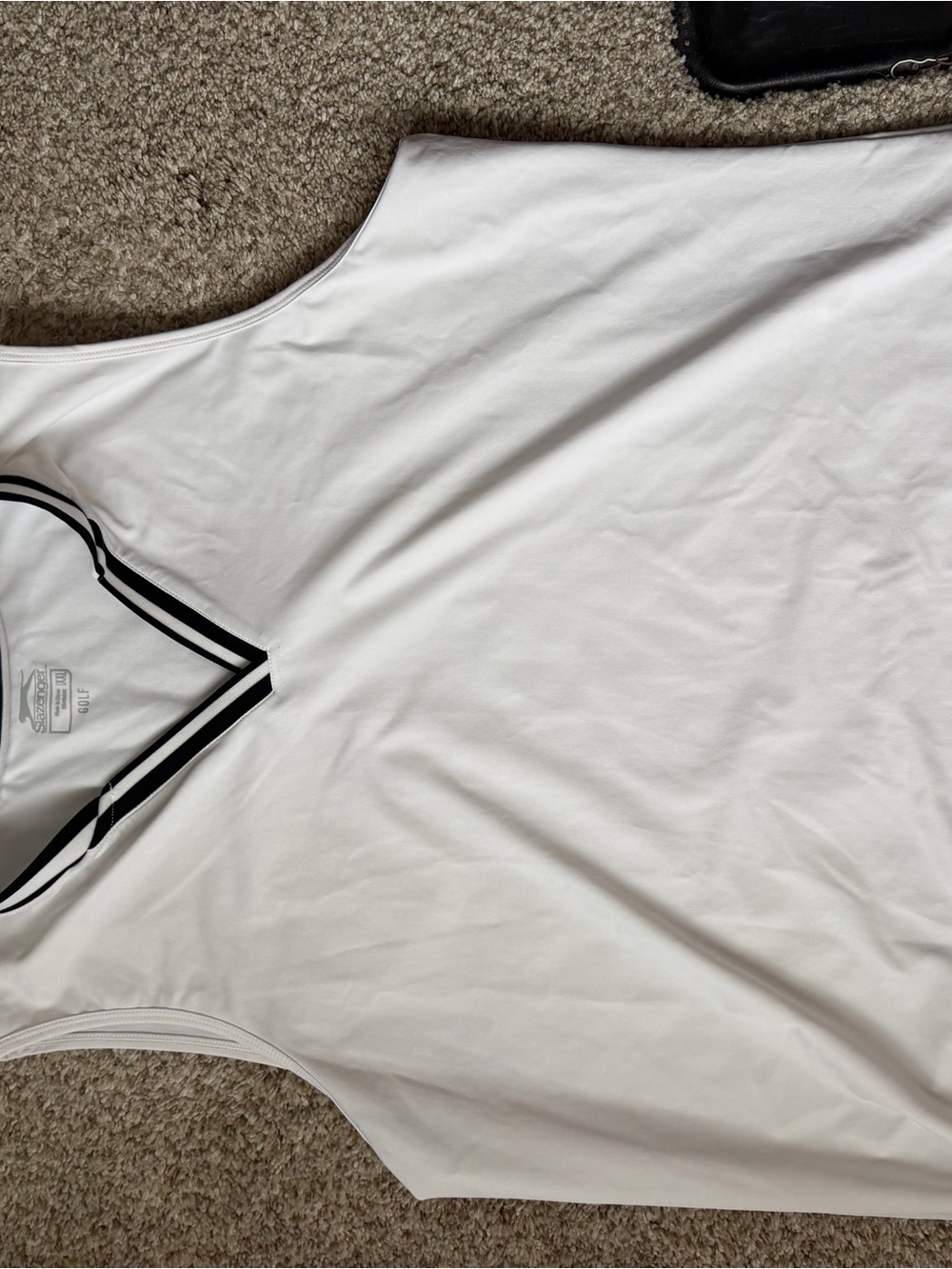 Slazenger White Golf Tank with Black Striped Trim